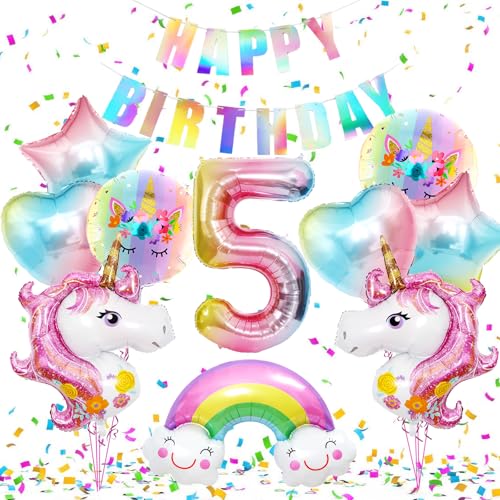 KOBOKO Einhorn Luftballon 5 Jahre Mädchen, Einhorn Geburtstagsdeko Mädchen 5 Jahre, Folienballon 5 Geburtstag Mädchen Einhorn Deko Kindergeburtstag, Regenbogen Ballon 5. Geburtstag Einhorn Party Deko KOBOKO Einhorn Luftballon 5 Jahre Mädchen, Einhorn Geburtstagsdeko Mädchen 5 Jahre, Folienballon 5 Geburtstag Mädchen Einhorn Deko Kindergeburtstag, Regenbogen Ballon 5. Geburtstag Einhorn Party Deko von Koboko