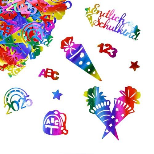 KOBOKO 100 Stück Tischdeko Einschulung Deko Konfetti Groß,Schulkind 2025 Mädchen Junge,Streudeko Einschulung Schultüte Deko Schulanfang,Konfetti Schulanfang Deko,Glitzer Confetti für Schuleinführung von Koboko