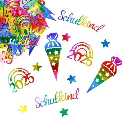 KOBOKO 100 Stück Tischdeko Einschulung Deko Konfetti Groß,Schulkind 2025 Mädchen Junge,Konfetti Schulanfang Deko,Streudeko Einschulung Schultüte Deko Schulanfang,Glitzer Confetti für Schuleinführung von Koboko