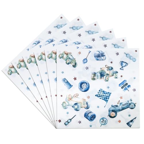 KOBOKO 20 Stück Racing Car Servietten Geburtstag, Hot Whels Geburtstag Deko Papierservietten, Rennwagen Geburtstagsparty Servietten, Auto Geburtstagsservietten, Rennauto Party Dekoration, 33x33cm von Koboko
