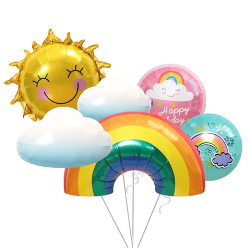 KOBOKO Regenbogen Deko Ballons Geburtstag, 6 Stk Sonne Wolken Folienballon Geburtstag, Regenbogen Luftballons Deko Kindergeburtstag, Wolken Babyparty Luftballons, Sonne Helium Ballons Baby Shower Deko KOBOKO Regenbogen Deko Ballons Geburtstag, 6 Stk Sonne Wolken Folienballon Geburtstag, Regenbogen Luftballons Deko Kindergeburtstag, Wolken Babyparty Luftballons, Sonne Helium Ballons Baby Shower Deko von Koboko