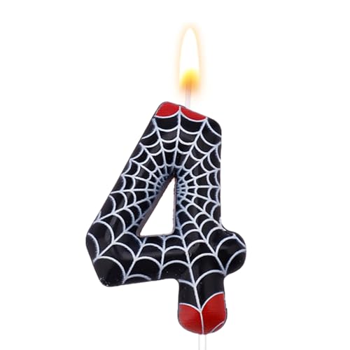 KOBOKO Spider Kerze 4 Geburtstag Junge, Spidey Geburtstagskerzen Zahlen 4, Blau Schwarz Tortendeko Kerzen Geburtstag 4 Jahre, Spinnen Zahlen Kerzen 4, Superhelden Deko Zahlenkerze 4 Kinder Party KOBOKO Spider Kerze 4 Geburtstag Junge, Spidey Geburtstagskerzen Zahlen 4, Blau Schwarz Tortendeko Kerzen Geburtstag 4 Jahre, Spinnen Zahlen Kerzen 4, Superhelden Deko Zahlenkerze 4 Kinder Party von Koboko
