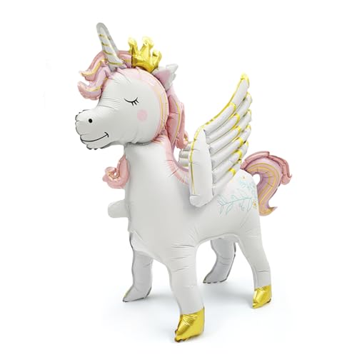 KOBOKO Einhorn Luftballon Rosa, Stehend Einhorn Ballon Deko Kindergeburtstag, 3D Folienballon Einhorn Geburtstagsdeko Mädchen, Unicorn Deko Folienballon Tiere für Kinder Geburtstag Party von Koboko
