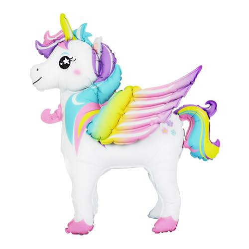 KOBOKO Luftballon Einhorn Deko Kindergeburtstag, 3D Folienballon Einhorn Stehend, Einhorn Ballon Geburtstag Deko Mädchen, Einhorn Deko Luftballons, Unicorn Deko Ballons Geburtstag Kinder Party Deko von Koboko