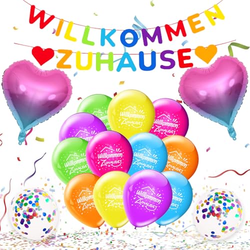 KOBOKO Willkommen Zuhause Deko, Luftballons Bunt Willkommen Zuhause Girlande, Herzlich Willkommen Zurück Konfetti Ballon, Welcome Back Deko Ballons, Welcome Home Baby Deko Folienballon Herz Party Deko KOBOKO Willkommen Zuhause Deko, Luftballons Bunt Willkommen Zuhause Girlande, Herzlich Willkommen Zurück Konfetti Ballon, Welcome Back Deko Ballons, Welcome Home Baby Deko Folienballon Herz Party Deko von Koboko