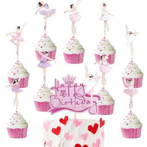 KOBOKO 25 Stück Ballerina Tortendeko Geburtstag, Ballerina Cupcake Topper Geburtstag, Rosa Happy Birthday Kuchen Deko für Ballerina Thema, Ballett Cake Topper Geburtstag Mädchen Torten Deko KOBOKO 25 Stück Ballerina Tortendeko Geburtstag, Ballerina Cupcake Topper Geburtstag, Rosa Happy Birthday Kuchen Deko für Ballerina Thema, Ballett Cake Topper Geburtstag Mädchen Torten Deko von Koboko