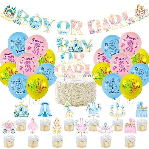 KOBOKO Gender Reveal Party Dekoration, Boy or Girl Party Dekoration Baby Boy Girl Folienballon,Kucheneinlagen, Banner für Gender Reveal, Baby Shower Party Decoration ( Blau Rosa ） von Koboko