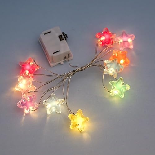 Koboko 2 Stück Stern Lichterkette, 1M 10LED Lichterkette Sterne mit Batterie, 2 Modi LED Lichterketten Innen Batteriebetrieben, Weihnachten Deko Lichter für Schlafzimmer,Hochzeit,Geburtstag (Bunt) von Koboko