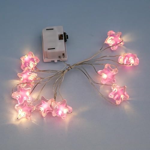 Koboko 2 Stück Stern Lichterkette, 1M 10LED Lichterkette Sterne mit Batterie, 2 Modi LED Lichterketten Innen Batteriebetrieben, Weihnachten Deko Lichter für Schlafzimmer,Hochzeit,Geburtstag (Mauve) von Koboko