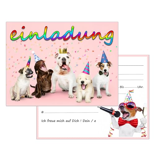 Koboko 20 Stücke Party-Hund Einladungskarten, Kindergeburtstag Einladungskarten, Einladung Kindergeburtstag, Lustige Premium Einladung zum Kinder-Geburtstag oder Party für Jungen Mädchen & Erwachsene von Koboko