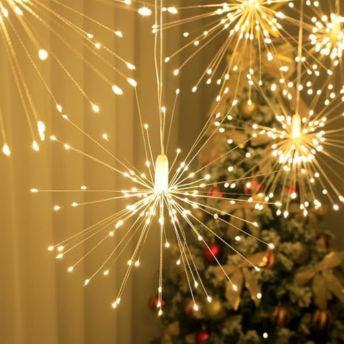 Koboko Feuerwerk Lichterkette, 120 LED Weihnachtslicht Starburst, Wasserdicht 8 Modi Feuerwerk Lichter mit Fernbedienung, Warmweiß Dekorative Lichter für Schlafzimmer,Weihnachten,Hochzeit,Partysdeko Koboko Feuerwerk Lichterkette, 120 LED Weihnachtslicht Starburst, Wasserdicht 8 Modi Feuerwerk Lichter mit Fernbedienung, Warmweiß Dekorative Lichter für Schlafzimmer,Weihnachten,Hochzeit,Partysdeko von Koboko