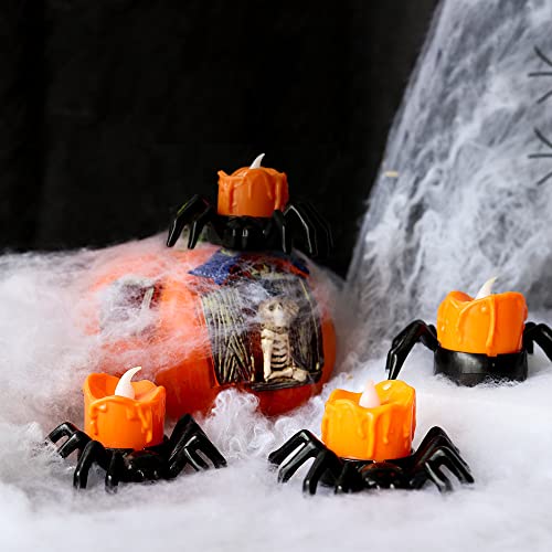 Koboko Halloween Spinnen-Teelichter Set, Orange-Schwarz, LED-Kerzen mit Spinnendekoration, Gruselige Herbstdekoration Koboko Halloween Spinnen-Teelichter Set, Orange-Schwarz, LED-Kerzen mit Spinnendekoration, Gruselige Herbstdekoration von Koboko
