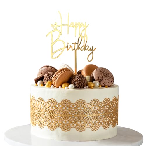 KOBOKO Happy Birthday Tortendeko Gold, Acryl Tortendeko Geburtstag, Happy Birthday Cake Topper, Kuchendeko Geburtstag für Mädchen Jungen Frauen Mann,Happy Birthday Deko Torte, Größe 10x14,5cm KOBOKO Happy Birthday Tortendeko Gold, Acryl Tortendeko Geburtstag, Happy Birthday Cake Topper, Kuchendeko Geburtstag für Mädchen Jungen Frauen Mann,Happy Birthday Deko Torte, Größe 10x14,5cm von Koboko