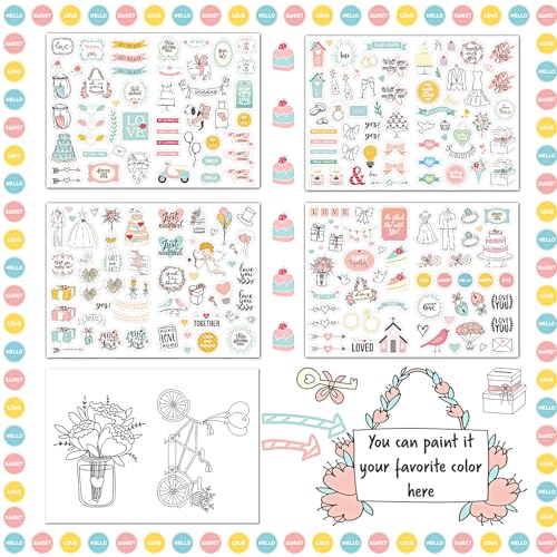 Koboko Hochzeitsaufkleber, 206 Stück, Aquarell-Stil, Multicolor, Hochzeitsaufkleber für Gästebuch oder Fotoalbum von Koboko
