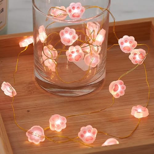KOBOKO Pfoten Lichterkette, 2M 20 LED Lichterkette Innen Außen, Lichterkette Batteriebetrieben, Katzenpfote Lichterketten, Katzenkrallen Dekorative Lichter für Garten,Weihnachten,Hochzeit,Partysdeko von Koboko