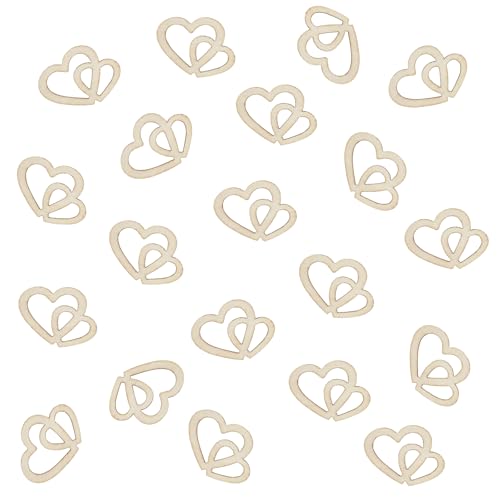 KOBOKO 100 Stück Doppel Herzen Konfetti Groß,Streudeko Hochzeit Holzkonfetti,Holzherzen Deko Tischdeko Hochzeit,Konfetti Hochzeits Deko,Hochzeitsdeko Tisch,Herz Confetti für Verlobbung Valentinstag von Koboko