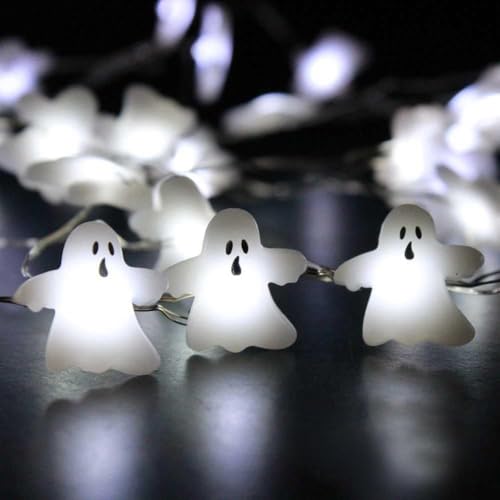 Koboko LED Geister Lichterkette, Weiß, 2 Meter, 20 LEDs, Batteriebetrieben, Halloween Dekoration, Indoor Koboko LED Geister Lichterkette, Weiß, 2 Meter, 20 LEDs, Batteriebetrieben, Halloween Dekoration, Indoor von Koboko