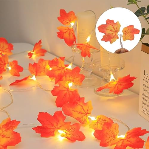 Koboko LED Herbst-Lichterkette, Ahornblatt-Design, 3 Meter, 20 Leuchten, Orange von Koboko