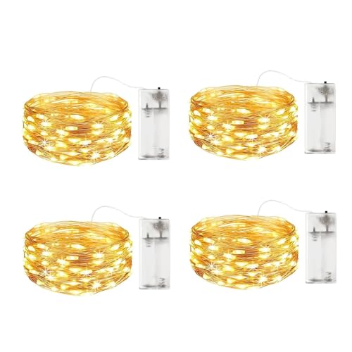 Koboko 4 Stk Lichterkette Batterie, 2M 20 LED Kupferdraht Lichterkette Innen, Warmweiß Lichterketten Batteriebetrieben, Dekorative Lichter für Schlafzimmer,Garten,Weihnachten,Hochzeit (Warmes Licht) von Koboko