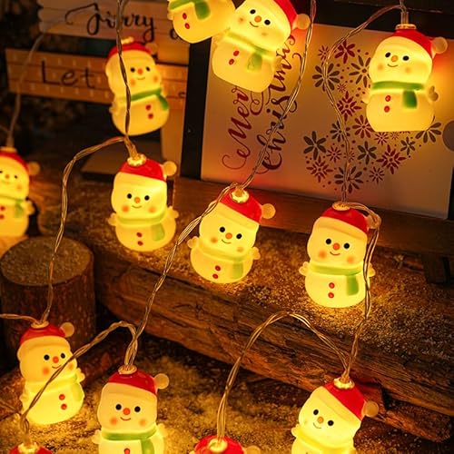Koboko LED Schneemann Lichterkette, Warmweiß, 1,5 Meter, 10 Lichter, Weihnachtsdekoration, Batteriebetrieben, Indoor von Koboko