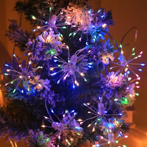 Koboko Feuerwerk Lichterkette, 1,5M 100 LED Lichterkette Pusteblume Feuerwerk Lichter, Farbiges Lichterketten Batteriebetrieben, Dekorative Lichter für Garten, Weihnachten, Hochzeit, Party Dekoration von Koboko