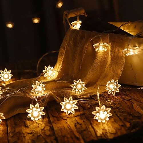 KOBOKO Lichterkette Blumen,1,5M 10LED Blumen-Lichterkette,LED Blume Lichterkette Innen,Lichterkette Batteriebetrieben,Dekorative Lichter für Innen,Außen,Hochzeit,Party,Schlafzimmer,Garten Dekoration von Koboko
