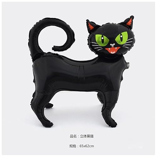 Schwarze Katze Folienballon, Halloween Party Dekoration, Grüne Augen, 65x62cm Schwarze Katze Folienballon, Halloween Party Dekoration, Grüne Augen, 65x62cm von Koboko