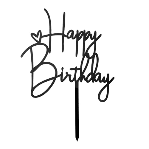 KOBOKO Schwarz Happy Birthday Tortendeko, Tortendeko Geburtstag, Happy Birthday Cake Topper, für Mädchen Jungen Frauen Mann,Happy Birthday Cake Topper KOBOKO Schwarz Happy Birthday Tortendeko, Tortendeko Geburtstag, Happy Birthday Cake Topper, für Mädchen Jungen Frauen Mann,Happy Birthday Cake Topper von Koboko