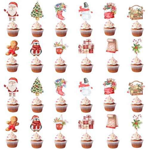 KOBOKO Weihnachten Tortendeko, 24 Stück Weihnachten Cupcake Toppers, Weihnachten Kuchen Topper,Merry Christmas Muffins Deko,Weihnachts Kuchen Deko Backen Zubehör,Frohe Weihnachten Cake Topper KOBOKO Weihnachten Tortendeko, 24 Stück Weihnachten Cupcake Toppers, Weihnachten Kuchen Topper,Merry Christmas Muffins Deko,Weihnachts Kuchen Deko Backen Zubehör,Frohe Weihnachten Cake Topper von Koboko