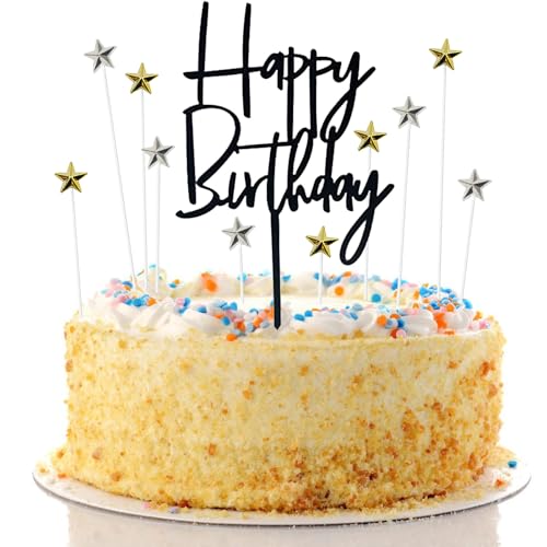 KOBOKO Happy Birthday Tortendeko Schwarz,11 Stück Cake Topper Geburtstag,Acryl Tortendeko Geburtstag,Stern Cupcake Topper,Kuchen Deko Geburtstag,Happy Birthday Topper,Happy Birthday Cake Topper KOBOKO Happy Birthday Tortendeko Schwarz,11 Stück Cake Topper Geburtstag,Acryl Tortendeko Geburtstag,Stern Cupcake Topper,Kuchen Deko Geburtstag,Happy Birthday Topper,Happy Birthday Cake Topper von Koboko