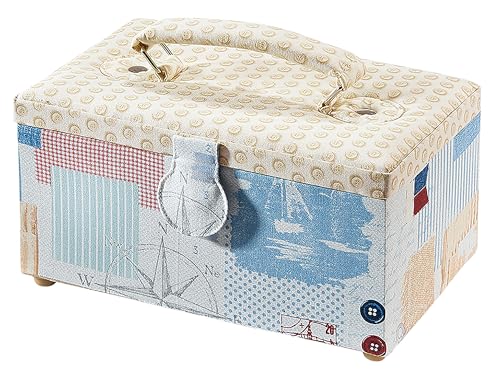 Kobolo Nähkästchen Nähkorb Nähkörbchen - Textil mit Knopfmuster und Griff - 25x17x15 cm Kobolo Nähkästchen Nähkorb Nähkörbchen - Textil mit Knopfmuster und Griff - 25x17x15 cm von Kobolo