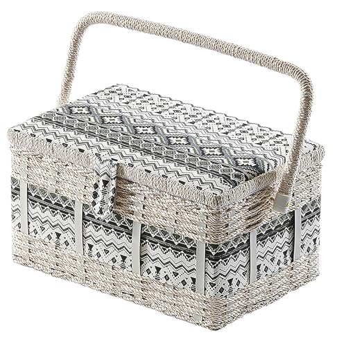 Kobolo Nähkästchen Nähkorb Nähkörbchen Nähkasten - Textil schwarz weiß - 28x18x16 cm Kobolo Nähkästchen Nähkorb Nähkörbchen Nähkasten - Textil schwarz weiß - 28x18x16 cm von Kobolo