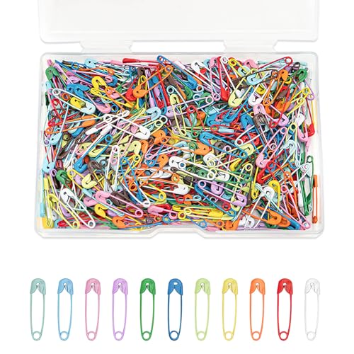 Koceci 500 Stück kleine Sicherheitsnadeln, bunte Sicherheitsnadeln mit Aufbewahrungsbox, Metall, Stricken, Maschenmarkierer, kleine Sicherheitsnadeln für Kleidung, Namensschilder, Basteln (500) von Koceci