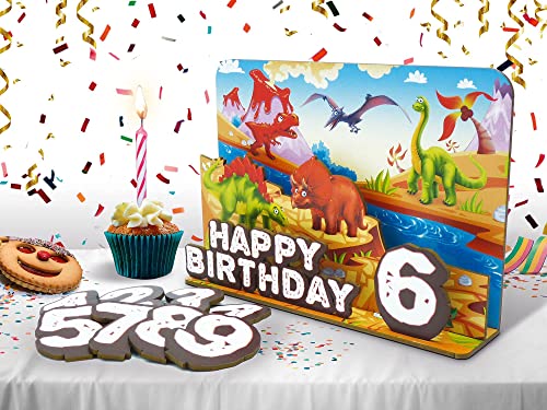 Geburtstagsdekoration „Dinosaurier“ Geburtstagsdeko 1 Stück für Kindergeburtstag Dino Tischaufsteller mit wechselbaren Jahreszahlen ab 1-9 Geburtstag Junge Kind Geburtstagszug Geburtstagskranz von KochDialog
