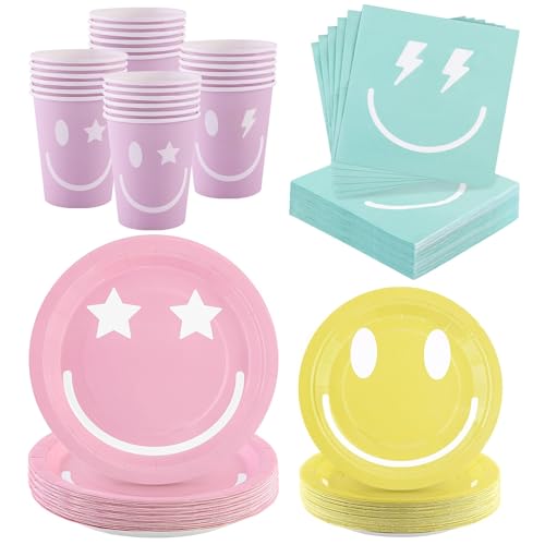 Kochorie 96 Stück Preppy Smiley Face Party Pappteller Preppy Smile Face Party Dekorationen Preppy Geschirr Set Papier Lächeln Gesicht Teller Becher Servietten Besteck Servieren 24 Gäste für Geburtstag Kochorie 96 Stück Preppy Smiley Face Party Pappteller Preppy Smile Face Party Dekorationen Preppy Geschirr Set Papier Lächeln Gesicht Teller Becher Servietten Besteck Servieren 24 Gäste für Geburtstag von Kochorie