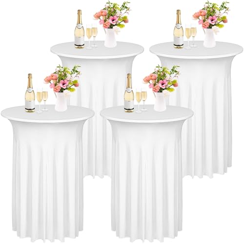 Kochorie Cocktail-Tischdecke, rund, 81,3 x 109,9 cm, Spandex, Stretch-Tischdecke für Hochzeit, Bar, Bankett, Partyzubehör, Weiß, 4 Stück Kochorie Cocktail-Tischdecke, rund, 81,3 x 109,9 cm, Spandex, Stretch-Tischdecke für Hochzeit, Bar, Bankett, Partyzubehör, Weiß, 4 Stück von Kochorie