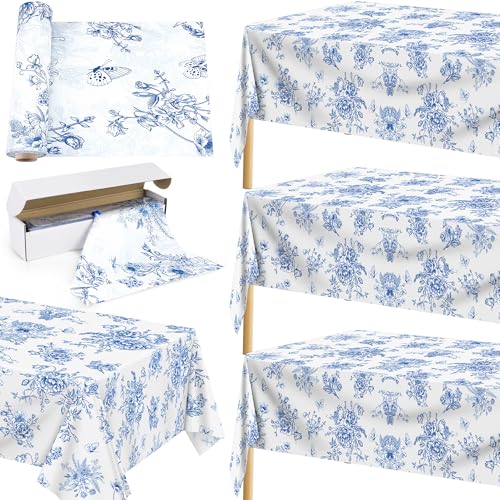 Kochorie Kunststoff-Tischdecke mit Blumenmuster, 30 m x 137 cm, blaue Blumen-Tischdecke, Vintage-Tischdecke, rechteckig, Einweg-Tischdecke, blaue Frühlingsblumen, Tischdekoration für Hochzeit Kochorie Kunststoff-Tischdecke mit Blumenmuster, 30 m x 137 cm, blaue Blumen-Tischdecke, Vintage-Tischdecke, rechteckig, Einweg-Tischdecke, blaue Frühlingsblumen, Tischdekoration für Hochzeit von Kochorie