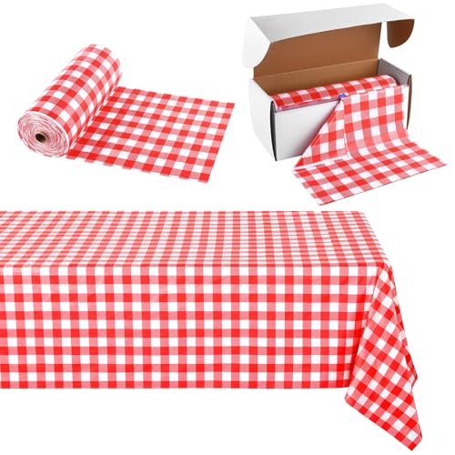 Kochorie Kunststoff-Tischdecken-Rolle, Einweg-Tischdecke, wasserdicht, 137 cm x 90 m, Kunststoff-Tischdecken-Rolle mit einfachem Schiebe-Schneider, für Picknicks, Zuhause, Frühlingsparty, Rot kariert Kochorie Kunststoff-Tischdecken-Rolle, Einweg-Tischdecke, wasserdicht, 137 cm x 90 m, Kunststoff-Tischdecken-Rolle mit einfachem Schiebe-Schneider, für Picknicks, Zuhause, Frühlingsparty, Rot kariert von Kochorie
