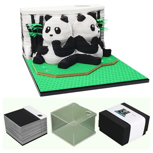 Kocusu 3D Kalender Abreißen 2025 Panda,3D Wochenkalender Abreißen mit Stifthalter,Tischkalender Notizblock,DIY Papierschnitzerei für Neujahr,Valentinstag,Schreibtisch,Ornament(ohne Licht) von Kocusu