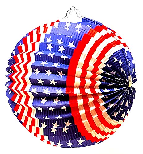 Lampion,Papierlampion 42873 USA, D 24 cm, blau-rot-weiss,1 St. Beutel von Kögler