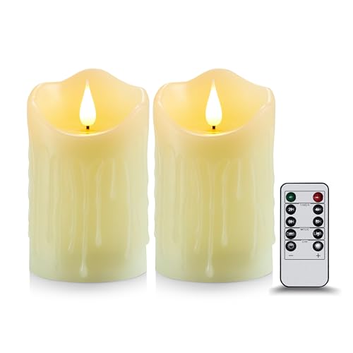 Koelaa Flammenlose LED-Kerzen 2er Set mit Fernbedienung, Realistischer 3D-Flammen & Tropfwachs-Effekt, Timer, Batteriebetrieben für Weihnachten, Hochzeit, Partydeko, Tischdeko, Wohnzimmer-7.5x12.5 cm Koelaa Flammenlose LED-Kerzen 2er Set mit Fernbedienung, Realistischer 3D-Flammen & Tropfwachs-Effekt, Timer, Batteriebetrieben für Weihnachten, Hochzeit, Partydeko, Tischdeko, Wohnzimmer-7.5x12.5 cm von Koelaa