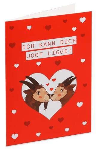 1. FC Köln Grußkarte - Ich kann dich joot ligge! - Klappkarte Hennes Karte - Plus Lesezeichen I Love Köln von Köln Cologne