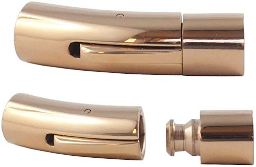 König Design Edelstahl Hebeldruckverschluss Schmuck Lederband-Armband-Verschluss 6 mm Rose Gold - 3 Stück von König Design