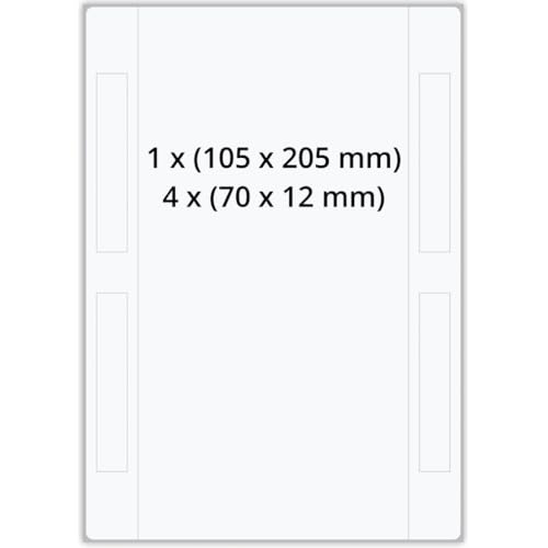Laseretiketten, 1 Haupt-u.4 Zusatzetik.weiß,105x205mm/70x12mm,1000Set/VE von König Werbeanlagen
