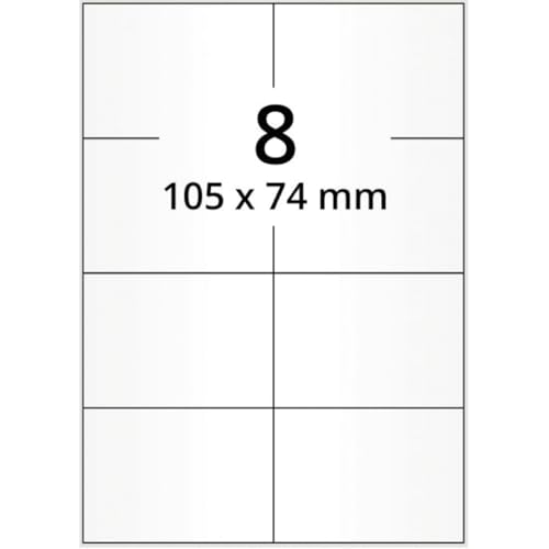 Laseretiketten, weiß, Papier, 105x74mm, 100Bogen/VE, 8/Bogen von König Werbeanlagen