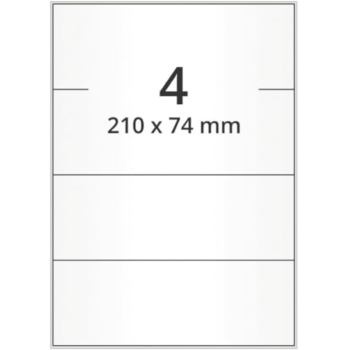 Laseretiketten, weiß, Papier, 210x74mm, 500Bogen/VE, 4/Bogen von König Werbeanlagen