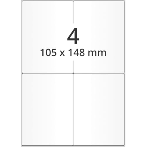 Laseretiketten,f.schwierige Oberflächen,weiß,Papier,105x148mm,4/BOG,100 Bogen/VE von König Werbeanlagen