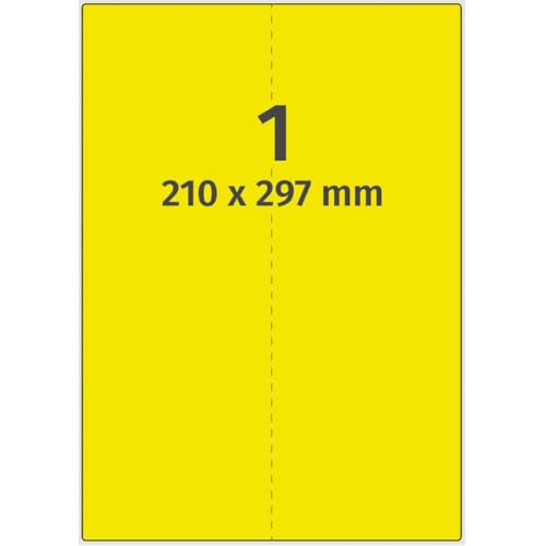 Neon-Laser Etiketten, neongelb, matt, Papier, 210x297mm, 100Bogen/VE, 1/Bogen von König Werbeanlagen