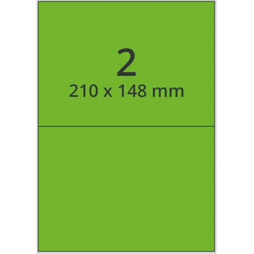 Neon-Laser Etiketten, neongrün, matt, Papier, 210x148mm, 100Bogen/VE, 2/Bogen von König Werbeanlagen