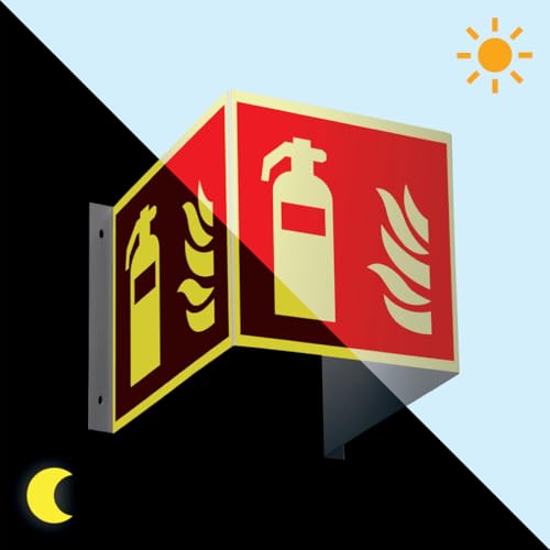 PERMALIGHT power langnachleuchtend Brandschutzzeichen Feuerlöscher, 3D, ASR/ISO, Kunststoff, 200x200mm von König Werbeanlagen